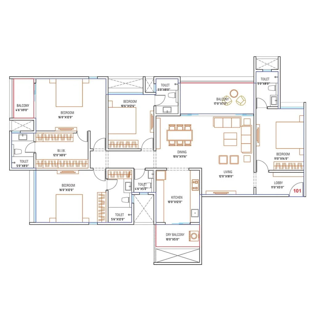Krisala Hiranandani Evita Hinjewadi Hinjewadi 4 BHK Ultra Floor Plan Image